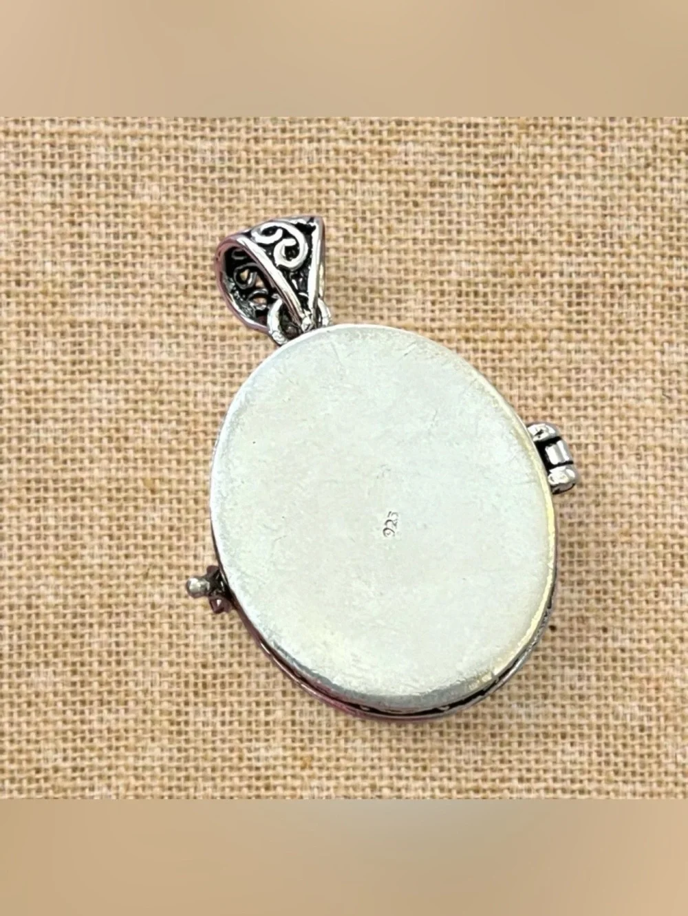 Ornate Vintage Design Turquoise Poison Pill 925 Silver Locket 1.5” Pendant